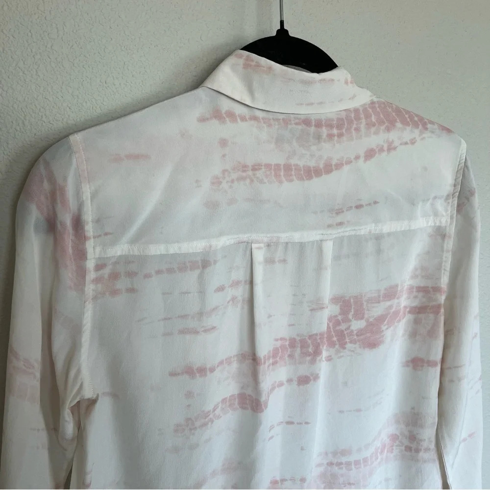 NWOT Rails Val Tie-dye Pink White Silk Button-down Shirt Tie Bottom Casual Small - Picture 13 of 14
